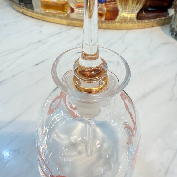 Vintage Hungarian Perfume Bottle with Glass Dauber and Pink Bows - Picture 8 of 13